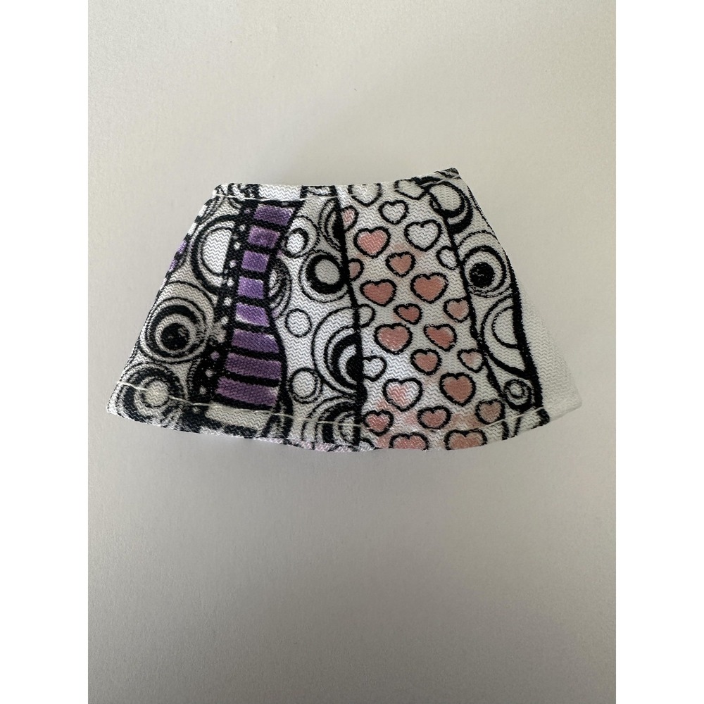 Fashion Doll 11"Y2K Mini Skirt Hearts Swirl Print Clothes Pink Purple Multicolor